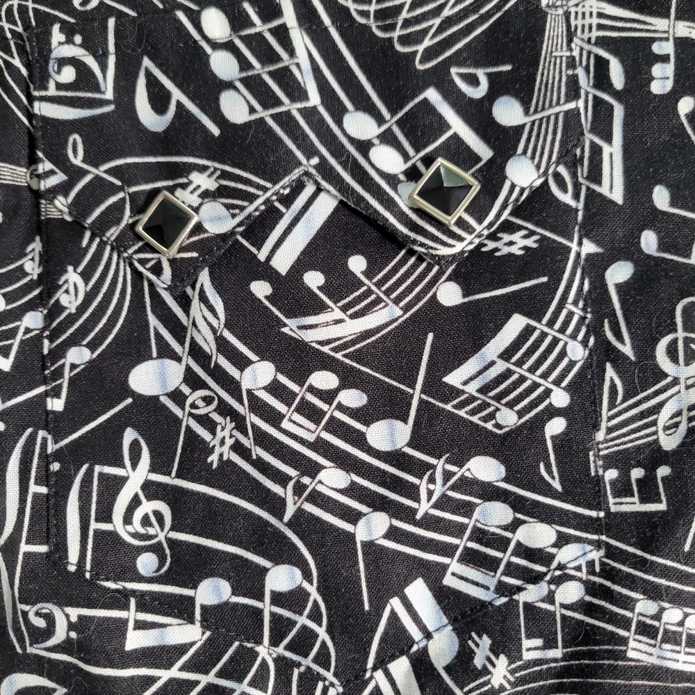 Music Note Pattern Pearl Snap Short Sleeve Western Shirt - Rockmount Ranchwear